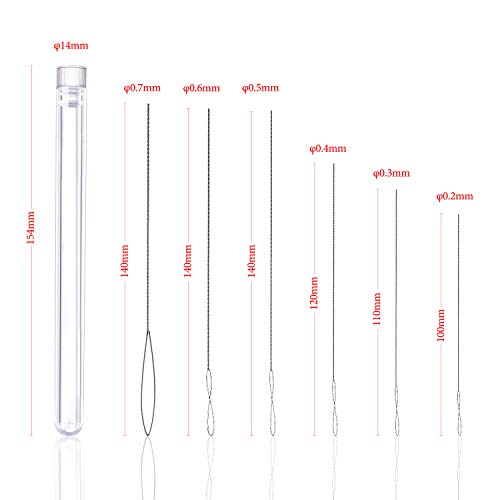 Hentek 6 Pieces Agujas de Abalorios Plegable, Agujas de Ojo de Acero Inoxidable - 6 Tamaños