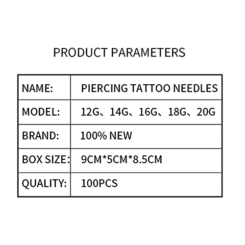 Herramienta de tatuaje Oreja Nariz Perforación estéril Agujas 100pcs 12G 14G 16G 18G 20G Body Body Perforando Agujas Ofertas (Size : 16G)