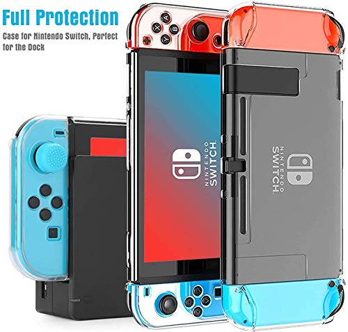 HEYSTOP Nintendo Switch Case - Funda de transporte para Nintendo Switch + funda para interruptor + protector de pantalla de interruptor HD + puños para pulgar para accesorios (rojo/blanco)