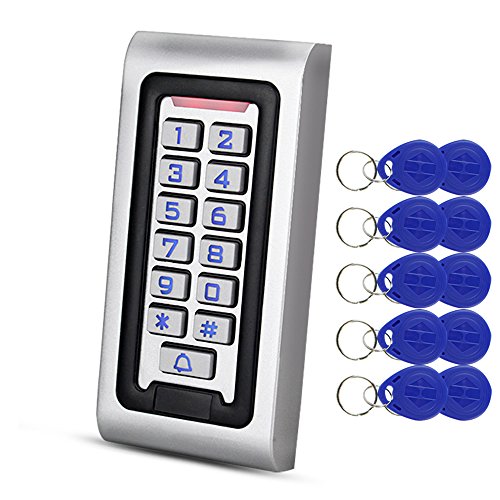 HFeng Independiente IP68 Impermeable RFID Teclado de Control de Acceso Lector de Tarjetas de Metal + 10 unids 125 KHz proximidad Llaveros WG26 2000 usuarios para el hogar / oficina