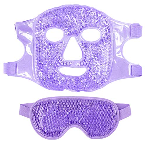 HLPIGF 1 Juego Mascarilla para Ojos Gel Hielo + Juego de Mascarilla Reutilizable para Terapia de FríO Caliente Calmante Relajante Gafas de Hielo para Dormir para Dormir PúRpura