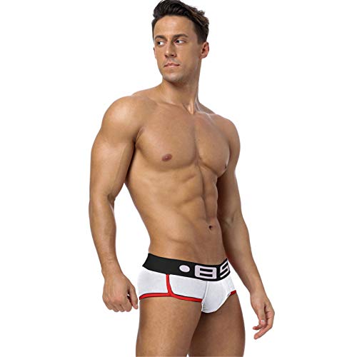 Hombres Calzoncillos De algodón de Color sólido Calzoncillo Transpirables y Cómodos Tangas para Hombre Slips Ropa Interior Calzoncillos Bóxer Thong Deportivo Algodón Suave Deporte(Blanco)
