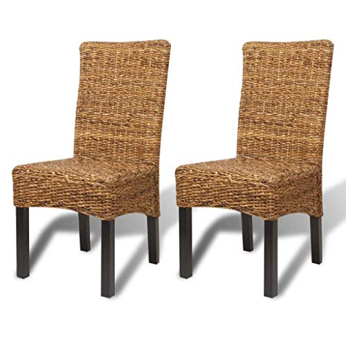 HUANGDANSP Sillas de Comedor 2 Unidades Madera Maciza de Mango y abacá Mobiliario Sillas Sillas de Comedor