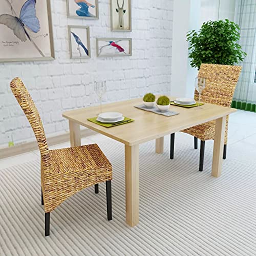 HUANGDANSP Sillas de Comedor 2 Unidades Madera Maciza de Mango y abacá Mobiliario Sillas Sillas de Comedor