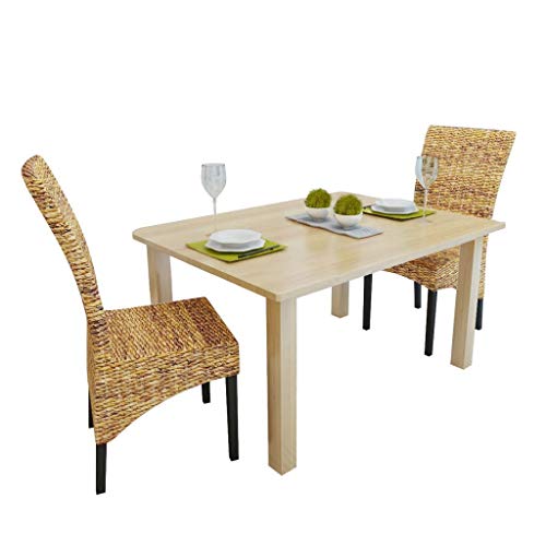 HUANGDANSP Sillas de Comedor 2 Unidades Madera Maciza de Mango y abacá Mobiliario Sillas Sillas de Comedor
