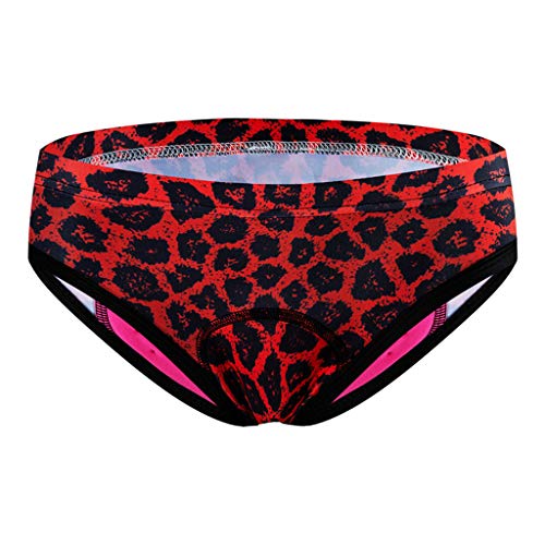 Hunpta - Pantalones cortos de ciclismo para mujer, con acolchado en el asiento, estampado de leopardo y hojas, transpirables, de secado rápido, para mujer