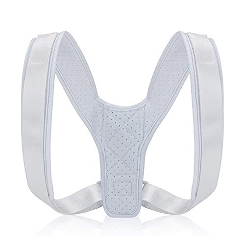 IJNBHU Ortesis de clavícula Cinturón de corrección de Postura de Espalda Hombres Mujeres Ejercicio Superior Ajustable Cinturón de corrección de clavícula (Color: Blanco, Tamaño: Medio)
