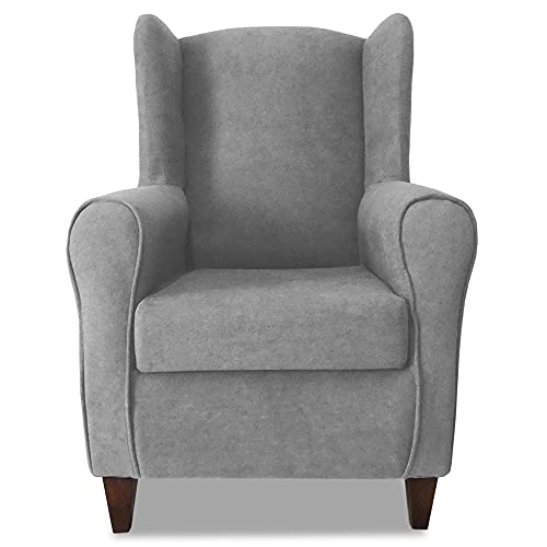 Imperial Relax | Butaca Sillón Orejero | Medidas: 90 x 75 x 68 | Tela Antimanchas | Sillón Tapizado (Gris Claro)