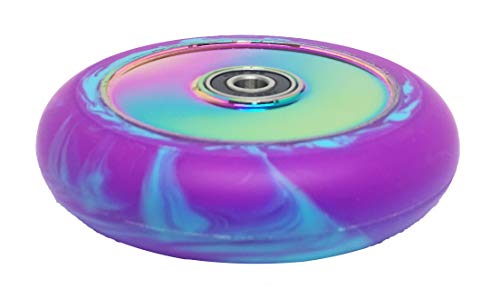 Individual Team Dogz 100mm & 110mm UFO HUECO Núcleo Scooter Rueda ABEC11 También Para MGP Blunt Slamm RAZOR Patata A LA INGLESA arena etc - Arco Iris Azules/Violeta Mezcla PU, 100mm