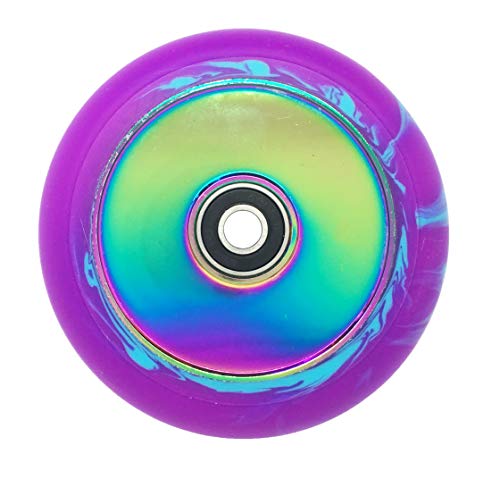 Individual Team Dogz 100mm & 110mm UFO HUECO Núcleo Scooter Rueda ABEC11 También Para MGP Blunt Slamm RAZOR Patata A LA INGLESA arena etc - Arco Iris Azules/Violeta Mezcla PU, 100mm