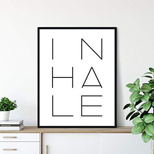 Inhale Exhale Impresión de tipografía Póster de yoga Citas minimalistas Arte de la pared Pintura en lienzo Cita de guardería Imágenes Decoración de la pared del hogar | 30x42cmx2 Sin marco