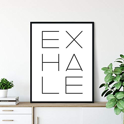 Inhale Exhale Impresión de tipografía Póster de yoga Citas minimalistas Arte de la pared Pintura en lienzo Cita de guardería Imágenes Decoración de la pared del hogar | 30x42cmx2 Sin marco