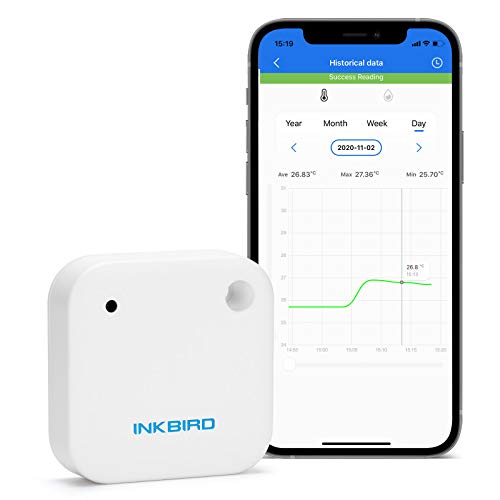 Inkbird IBS-TH2 Bluetooth Termómetro&Higrómetro Impermeable, Monitor de Temperatura y Humedad con Alarma, Almacenamiento de Datos, Gráfico Compatible con iOS&Android Ideal para Humidor y Bodega