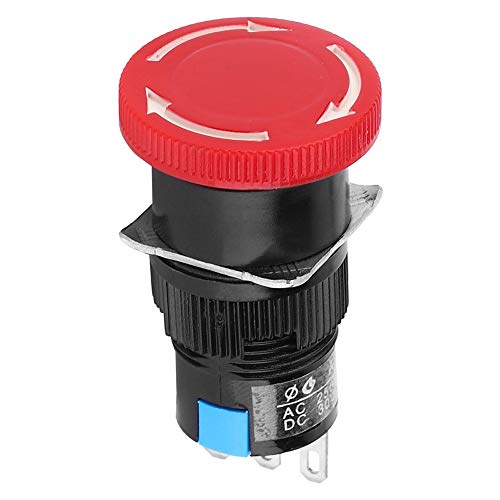 Interruptor de botón de parada de emergencia AC 250V 3A DC 30V 5A, Equipo de automatización de botón de empuje momentáneo electrónico Plástico y Metal Made COMUNICACIONES EQUIPOS PARA EQUIPOS DE