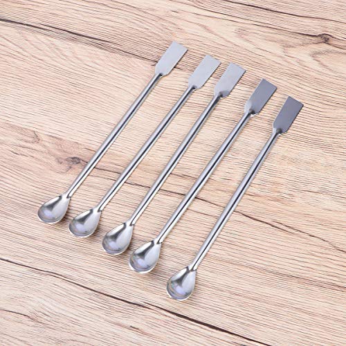 Iplusmile 6pcs 7.8"Micro Laboratorio de Acero Inoxidable cucharas Extremos Dobles espátula reactivo de muestreo Cuchara de Laboratorio Medicina Cuchara