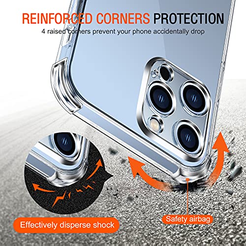 ivoler Funda Compatible con iPhone 13 Pro MAX con Protección de La Cámara y 3 Piezas Cristal Templado, Carcasa Protectora Anti-Choque Transparente, Suave TPU Silicona Caso Delgada Anti-arañazos Case
