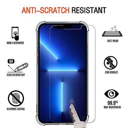 ivoler Funda Compatible con iPhone 13 Pro MAX con Protección de La Cámara y 3 Piezas Cristal Templado, Carcasa Protectora Anti-Choque Transparente, Suave TPU Silicona Caso Delgada Anti-arañazos Case