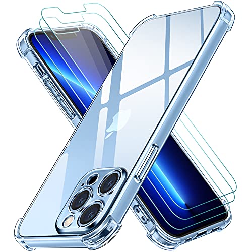 ivoler Funda Compatible con iPhone 13 Pro MAX con Protección de La Cámara y 3 Piezas Cristal Templado, Carcasa Protectora Anti-Choque Transparente, Suave TPU Silicona Caso Delgada Anti-arañazos Case