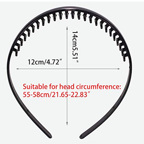Ixkbiced Diadema Lisa de plástico de 8 mm con Peine de Dientes Antideslizante Aro de Pelo de Bricolaje Negro Brillante