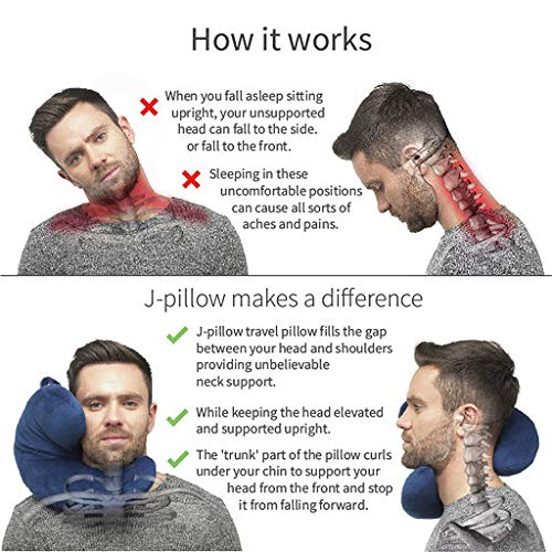 J-Pillow - Almohada de viaje, color azul marino