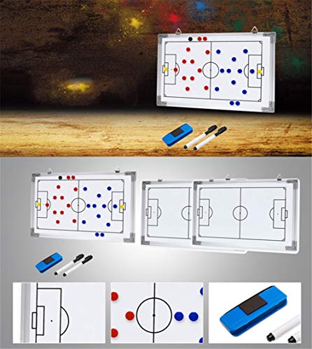 JasCherry Tablero de Táctica de Fútbol, Carpeta Pizarra Táctica, Pizarra Entrenador Magnéticas de Fútbol, Pizarra Táctica de Fútbol Plegable y Portátil con Imanes, Lapiceros y Borrador