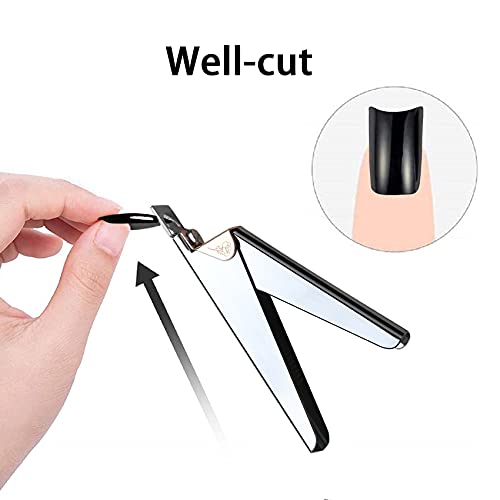 JeoPoom Cortador de Uñas Acero Inoxidable, Cortaúñas Profesional, los Cortaúñas Son Adecuados para Uñas Postizas, Uñas Acrílicas, Uñas Artificiales, Uñas de Gel, A Prueba de Óxido, Afilado(Plata)