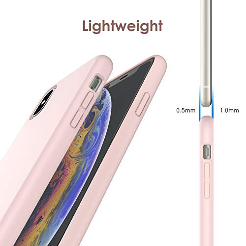 JETech Funda de Silicona Compatible iPhone X, iPhone XS, 5,8", Sedoso-Tacto Suave, Cubierta a Prueba de Golpes con Forro de Microfibra, Rosado