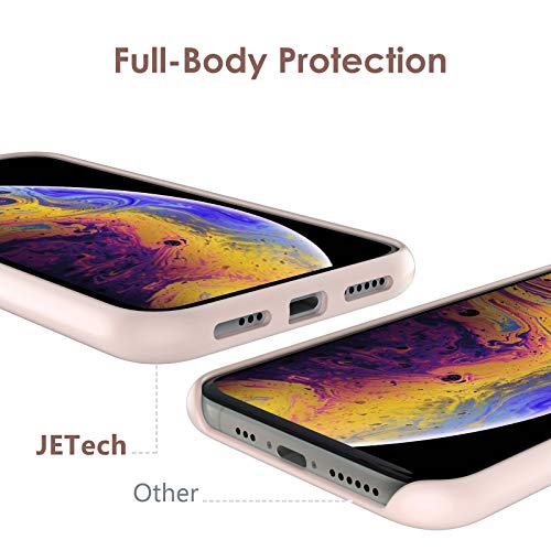 JETech Funda de Silicona Compatible iPhone X, iPhone XS, 5,8", Sedoso-Tacto Suave, Cubierta a Prueba de Golpes con Forro de Microfibra, Rosado