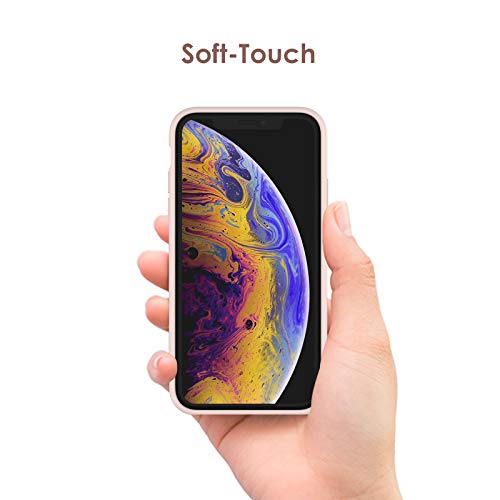 JETech Funda de Silicona Compatible iPhone X, iPhone XS, 5,8", Sedoso-Tacto Suave, Cubierta a Prueba de Golpes con Forro de Microfibra, Rosado