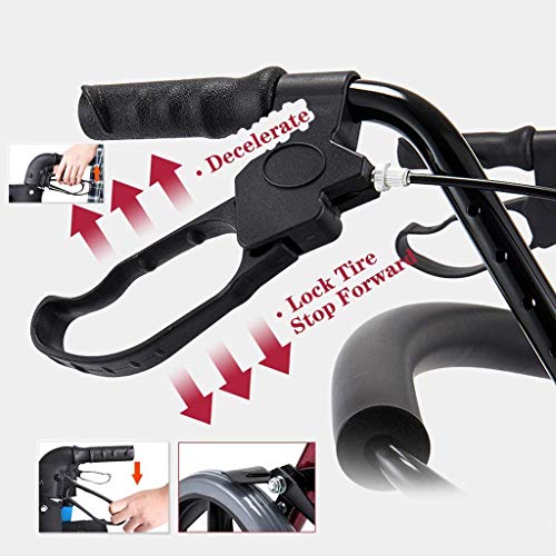 JHDPH3 Caminar estándar de bastidores de transporte Andador Walker con asiento y 4 Ruedas - Peso ligero plegable de Rolling Walker por mayor - Compacto Movilidad ayuda for caminar altura ajustable, Ro