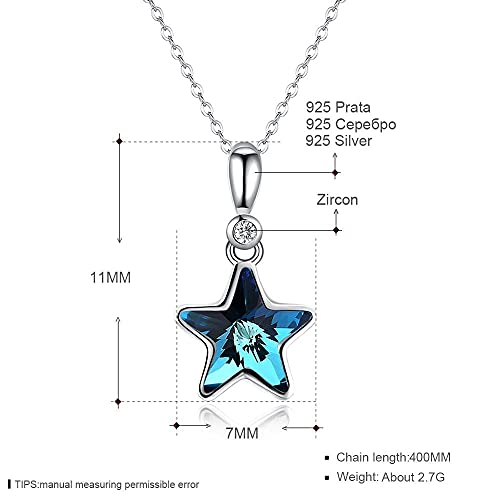 JIAQ Collar de Estrellas for Mujeres S925 STRYLING Silla AHORNA Austria Cristal Collares Collares Baile Fiesta Fine Joyería Mejor Venta