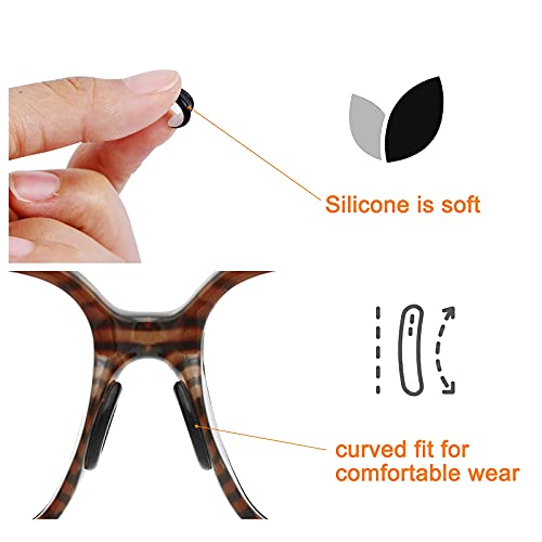 Jinlaili 25 Pares de Almohadillas de Nariz para Gafas, Almohadillas de Gafas de Silicona, Nariz Almohadillas Adhesivas Reemplazo, Almohadillas de Nariz en Forma de Mariposa de Gafas (Negro)