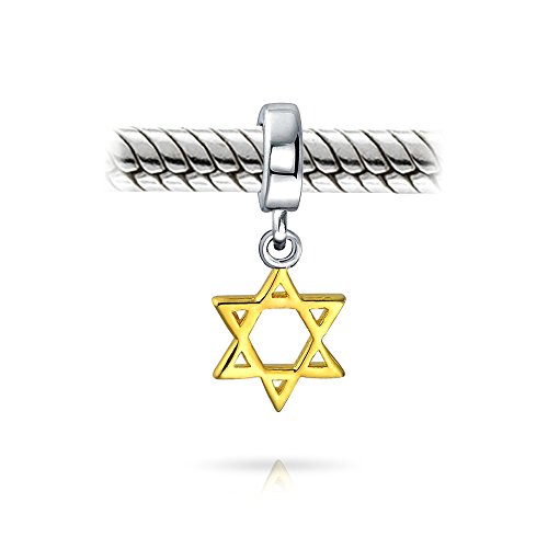 Joyería judaica para Bat Mitzvah Hanukkah Estrella de David Magen Judío Colgante Charm Cuenta Para Mujeres Placa de Oro de 14K Plata de Ley Se Ajusta Pulsera Europea