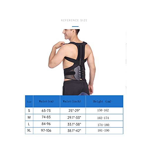 JQAM Corrector de Postura para Hombres, cinturón de corrección de cifosis Tipo Cuerda de polea, Soporte de Espalda Transpirable Ajustable para Cuello, Hombro, Alivio del Dolor Lumbar (Tamaño : M)