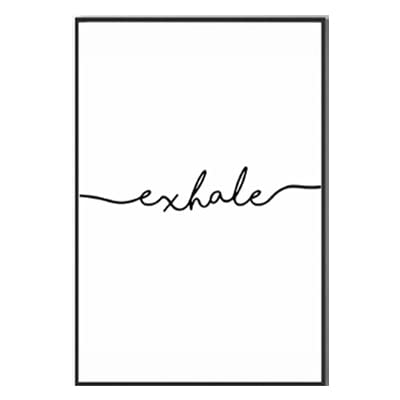 Jsnzff Minimalista Negro Blanco Exhale Inhale Carta Lienzo Pintura Cartel nórdico Abstracto Arte de la Pared Habitación de los niños Decoración del hogar 30x40cm Sin Marco