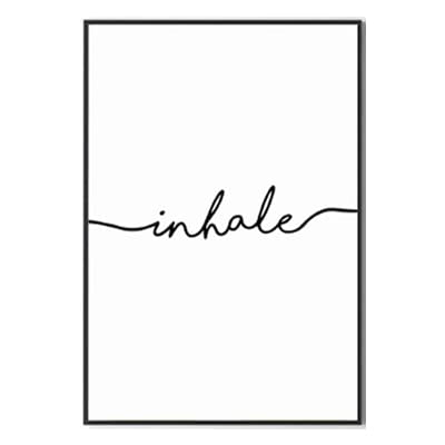 Jsnzff Minimalista Negro Blanco Exhale Inhale Carta Lienzo Pintura Cartel nórdico Abstracto Arte de la Pared Habitación de los niños Decoración del hogar 30x40cm Sin Marco