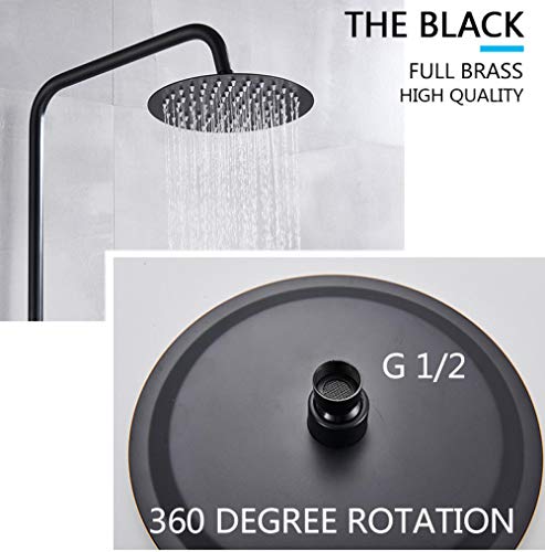 Juego de grifería de ducha termostática negra para baño Conjunto de latón completo Lluvia 8 pulgadas Cabezal de ducha Ducha Grúa bañera caño Grifería monomando
