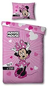 Juego de ropa de cama de Minnie con funda nórdica de Disney y peluche Minnie de 30 cm, extra suave