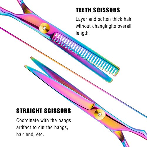 Juego de tijeras profesionales de peluquería – Tijeras de corte de pelo prémium 10 unidades tijeras de dientes y tijeras de peluquería afiladas para hombre y mujer para hombres, mujeres