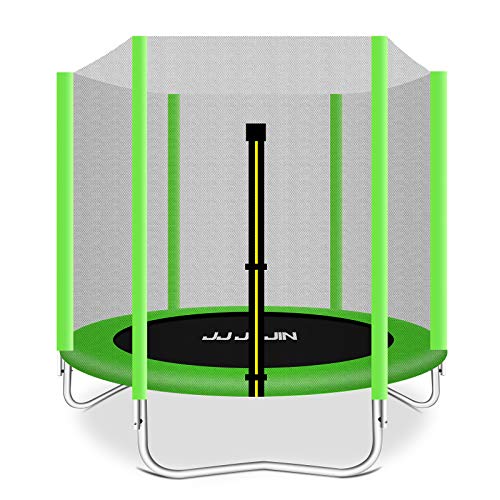 JUJIN - Cama elástica con red de seguridad, esterilla de saltar, almohadilla de seguridad, minitrampolines para niños en interiores o exteriores (verde)