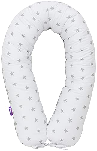 Jukki® Cojín de lactancia, cojín para dormir de lado, cojín de embarazo XXL, cojín de 170 cm para madre y bebé, cojín de posicionamiento, con funda hecha de algodón 100 %