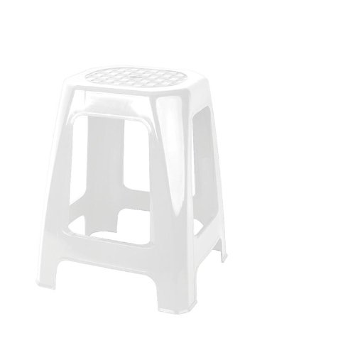 Juypal 335 - Taburete Rectangular Alto, Multiuso, 46 x 29 x 26 cm, Color Blanco