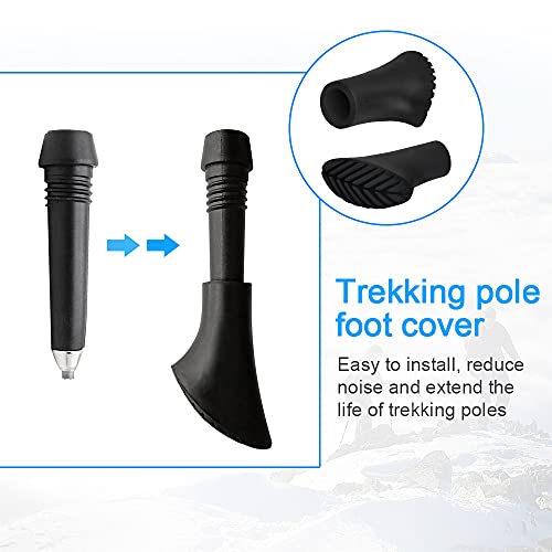 KBNIAN 4 Kit de Puntas Bastones Trekking + Puntas de Goma para Bastones Puntas para Palos de Senderismo Portátil Puntas Bastones de Senderismo para Mayoría de Bastones de Senderismo Estándar