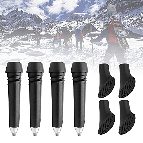 KBNIAN 4 Kit de Puntas Bastones Trekking + Puntas de Goma para Bastones Puntas para Palos de Senderismo Portátil Puntas Bastones de Senderismo para Mayoría de Bastones de Senderismo Estándar