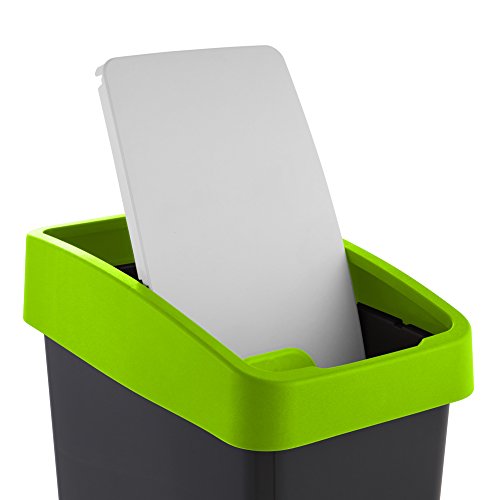 keeeper Cubo de la Basura Premium con Tapa Abatible, Tacto suave, 25 l, Magne, Verde