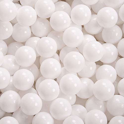 KiddyMoon 100 ∅ 7Cm Bolas Colores De Plástico para Piscina Certificadas para Niños, Blanco