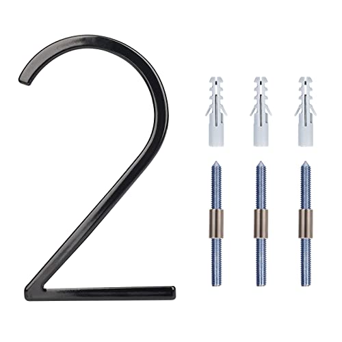 KINBOM 12.7cm Negra Metal Número de Casa, Moderno Flotante Número de Puerta Dirección Buzón para Casa Exterior (Número 2)
