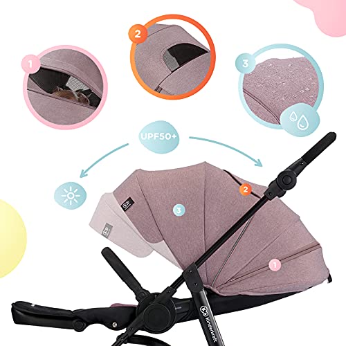 Kinderkraft Silla de Paseo VESTO, Carrito, Suspensión, Impermeable con UPF 50+, Rosa