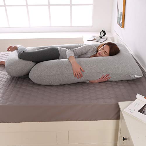 KINRU Almohada de Maternidad , Almohada de Embarazada Grande Multifuncional de Cuerpo Completo en Forma de J, Adecuada para Cuello, Espalda, Piernas de Las Mujeres Embarazadas