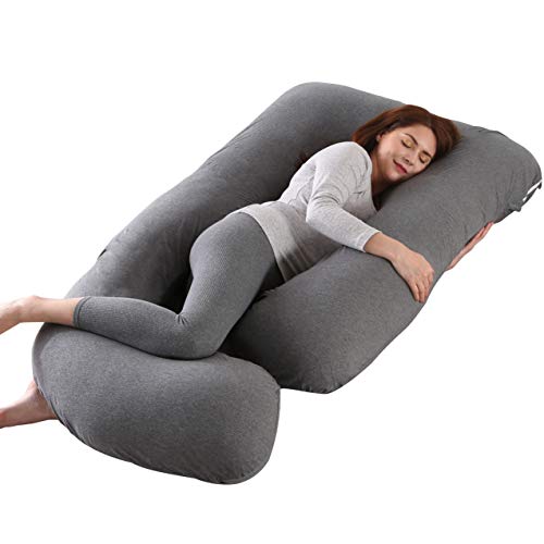 KINRU Almohada de Maternidad , Almohada de Embarazada Grande Multifuncional de Cuerpo Completo en Forma de J, Adecuada para Cuello, Espalda, Piernas de Las Mujeres Embarazadas